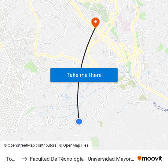 Tomillo to Facultad De Técnología - Universidad Mayor De San Andres map