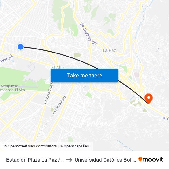 Estación Plaza La Paz / Suma Qamaña to Universidad Católica Boliviana San Pablo map