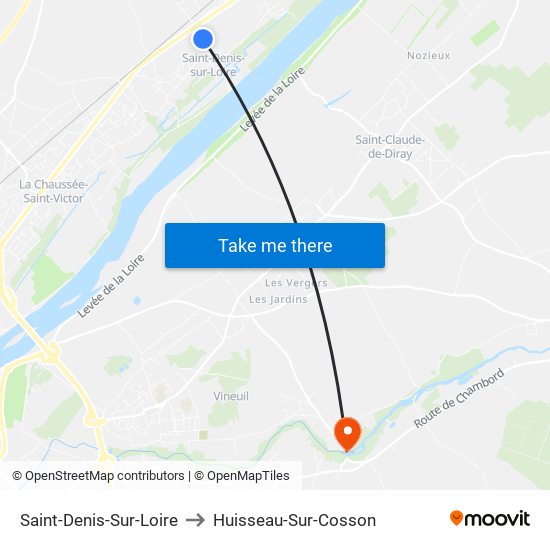 Saint-Denis-Sur-Loire to Huisseau-Sur-Cosson map