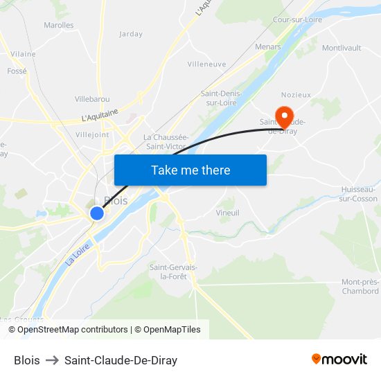 Blois to Saint-Claude-De-Diray map