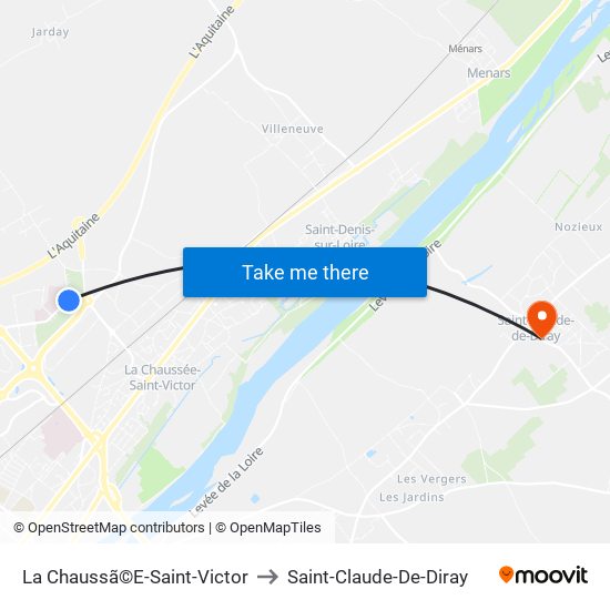 La Chaussã©E-Saint-Victor to Saint-Claude-De-Diray map