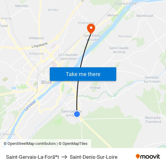 Saint-Gervais-La-Forãªt to Saint-Denis-Sur-Loire map