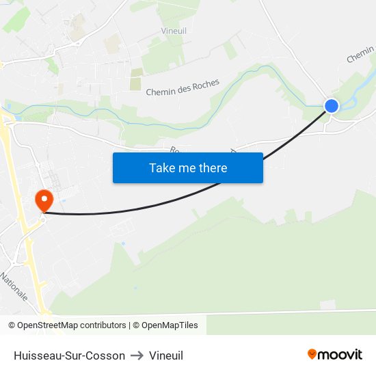Huisseau-Sur-Cosson to Vineuil map