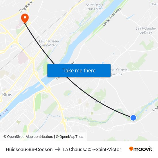 Huisseau-Sur-Cosson to La Chaussã©E-Saint-Victor map