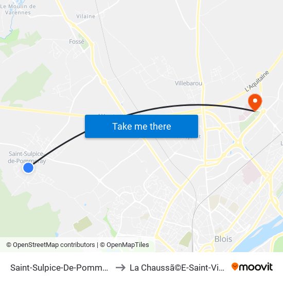 Saint-Sulpice-De-Pommeray to La Chaussã©E-Saint-Victor map