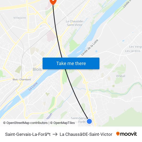 Saint-Gervais-La-Forãªt to La Chaussã©E-Saint-Victor map