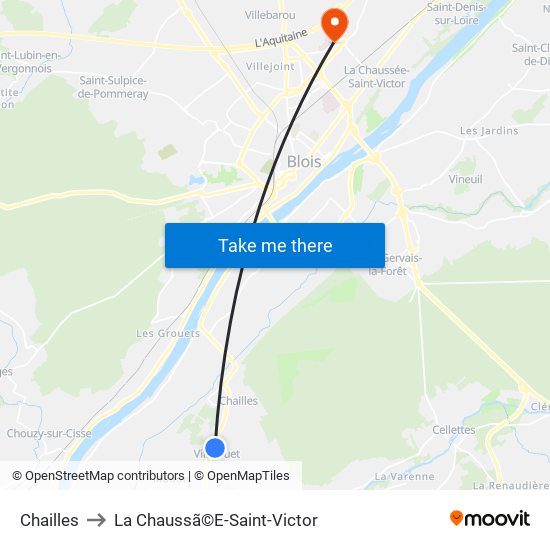 Chailles to La Chaussã©E-Saint-Victor map