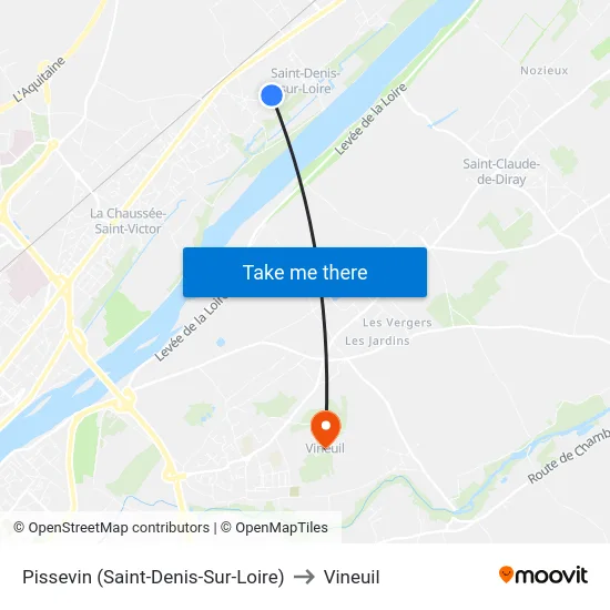 Pissevin (Saint-Denis-Sur-Loire) to Vineuil map