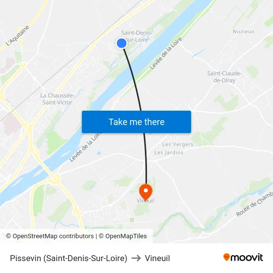 Pissevin (Saint-Denis-Sur-Loire) to Vineuil map