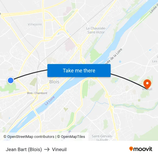 Jean Bart (Blois) to Vineuil map