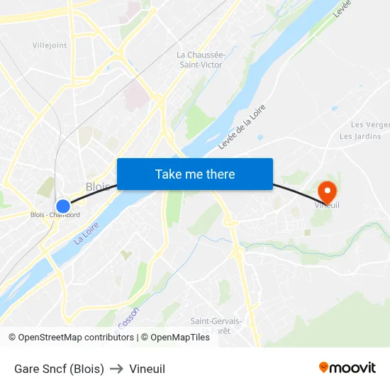 Gare Sncf (Blois) to Vineuil map