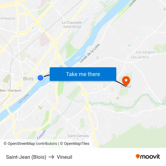 Saint-Jean (Blois) to Vineuil map