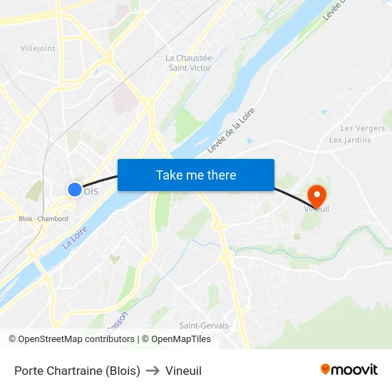 Porte Chartraine (Blois) to Vineuil map