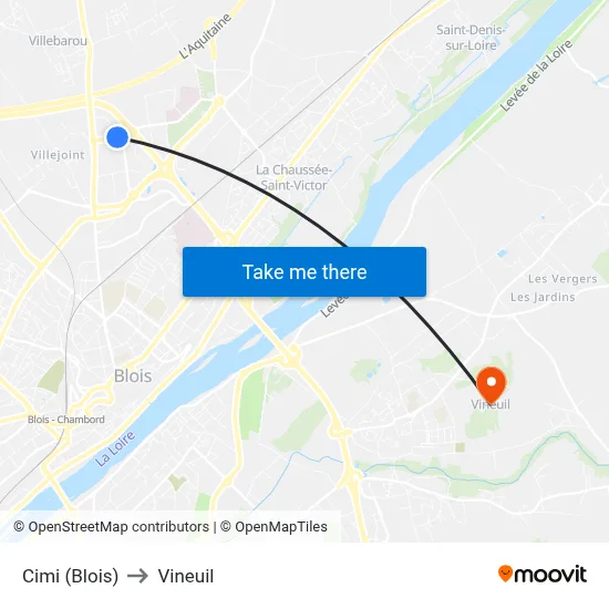 Cimi (Blois) to Vineuil map