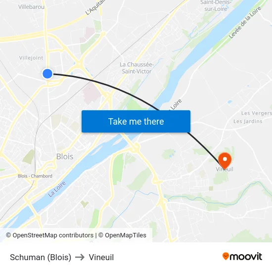 Schuman (Blois) to Vineuil map