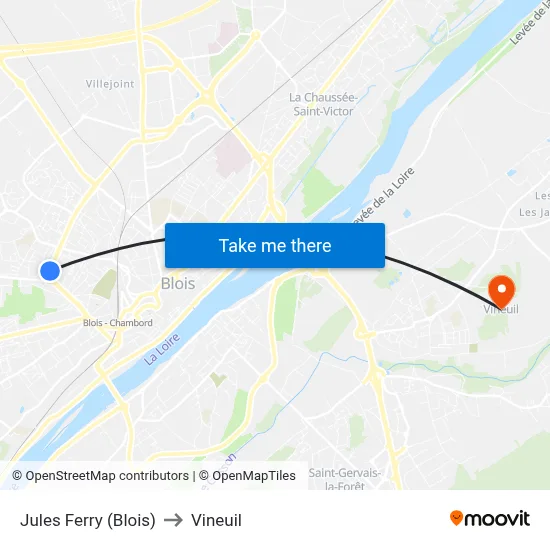 Jules Ferry (Blois) to Vineuil map
