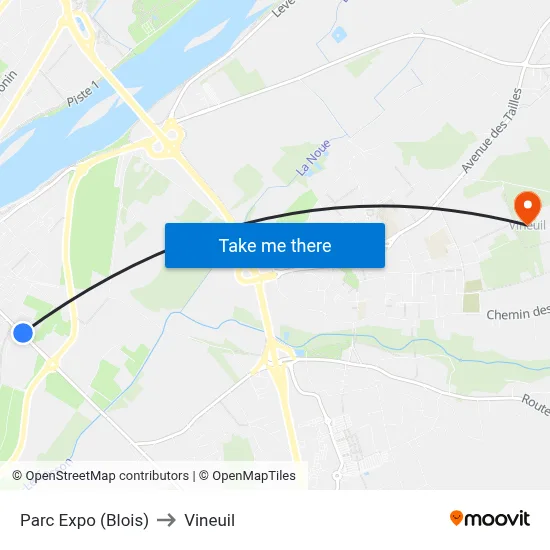 Parc Expo (Blois) to Vineuil map