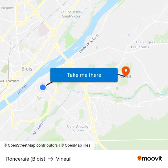 Ronceraie (Blois) to Vineuil map
