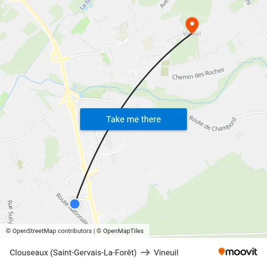 Clouseaux (Saint-Gervais-La-Forêt) to Vineuil map
