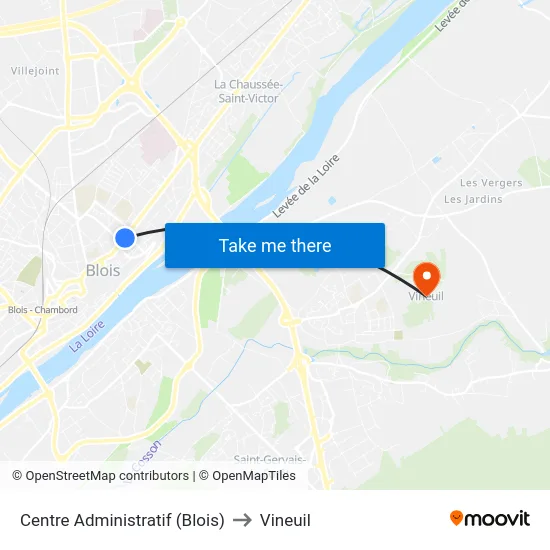Centre Administratif (Blois) to Vineuil map