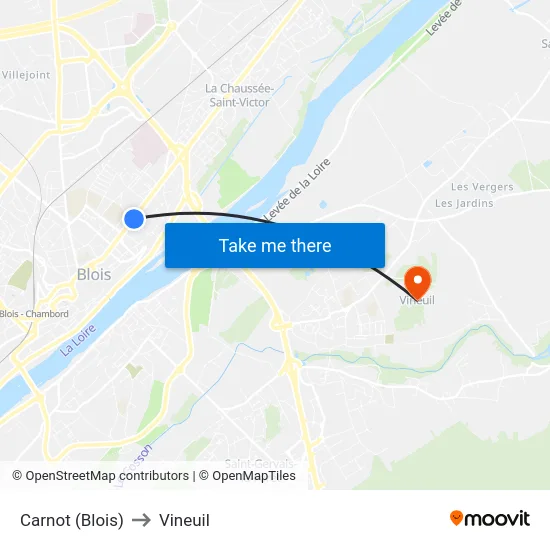 Carnot (Blois) to Vineuil map