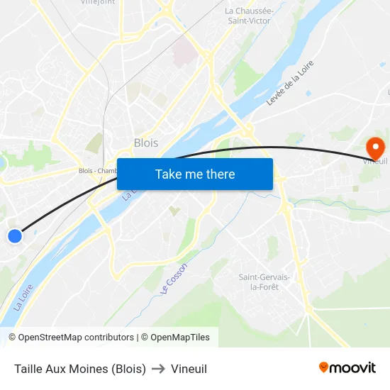 Taille Aux Moines (Blois) to Vineuil map