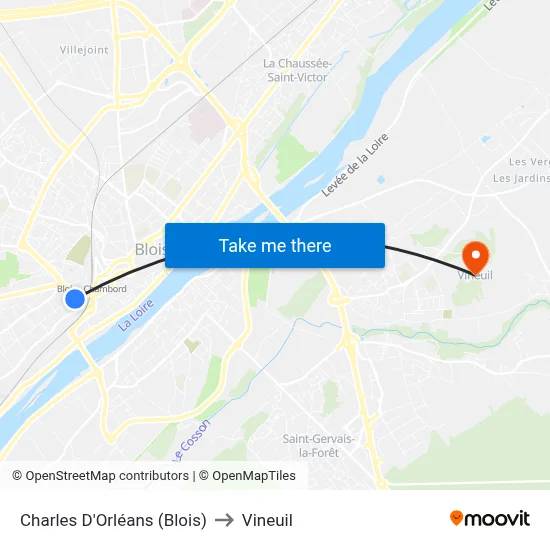 Charles D'Orléans (Blois) to Vineuil map