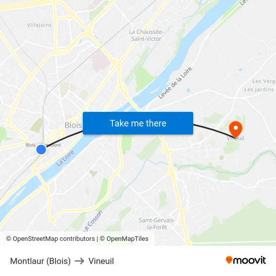 Montlaur (Blois) to Vineuil map