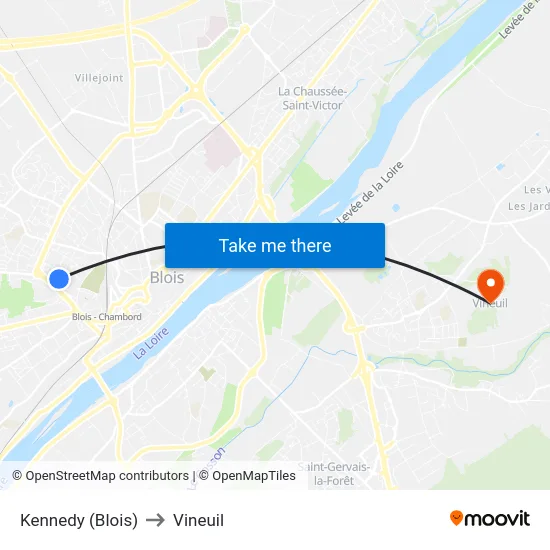 Kennedy (Blois) to Vineuil map
