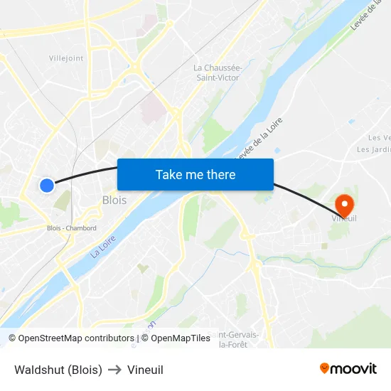 Waldshut (Blois) to Vineuil map