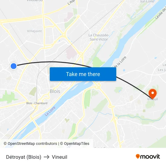 Détroyat (Blois) to Vineuil map