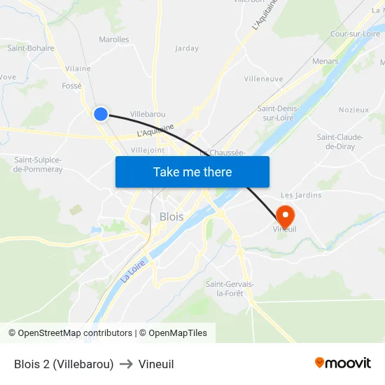 Blois 2 (Villebarou) to Vineuil map