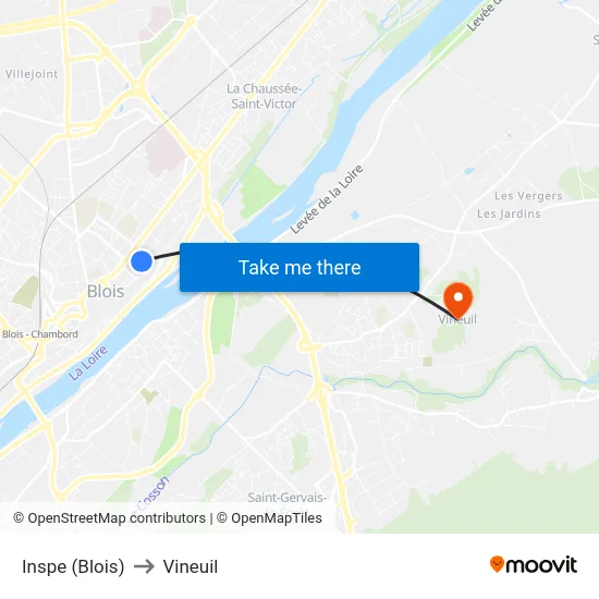 Inspe (Blois) to Vineuil map