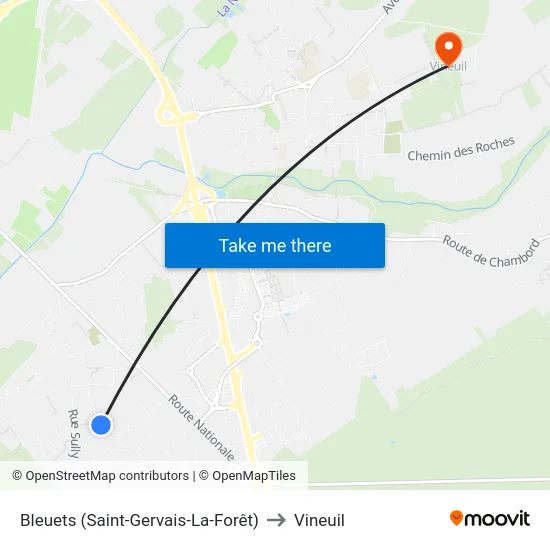 Bleuets (Saint-Gervais-La-Forêt) to Vineuil map