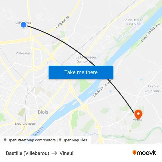 Bastille (Villebarou) to Vineuil map