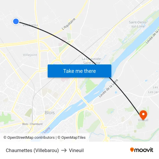 Chaumettes (Villebarou) to Vineuil map