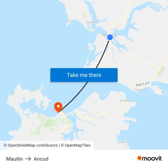 Maullin to Ancud map