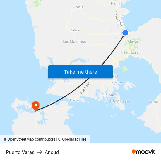 Puerto Varas to Ancud map