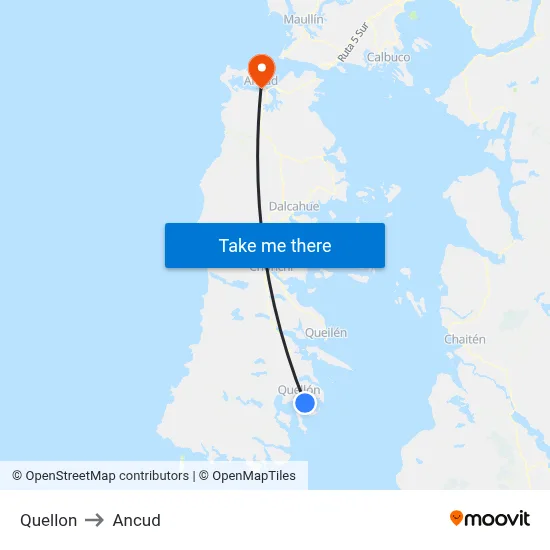 Quellon to Ancud map
