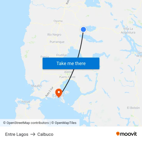 Entre Lagos to Calbuco map