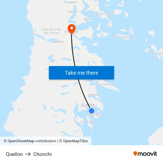 Quellon to Chonchi map