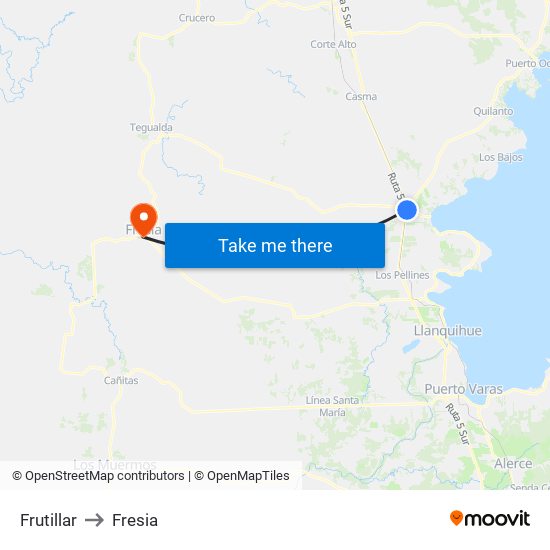 Frutillar to Fresia map