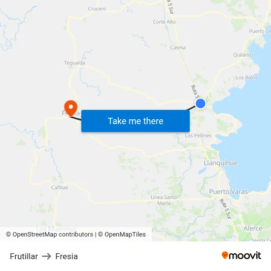 Frutillar to Fresia map