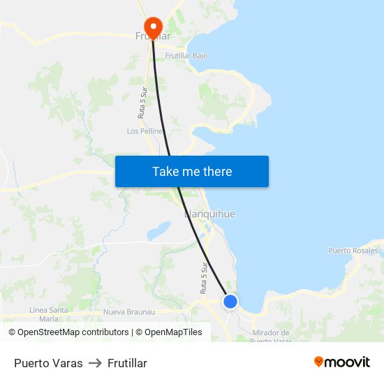 Puerto Varas to Frutillar map