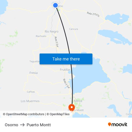 Osorno to Puerto Montt map