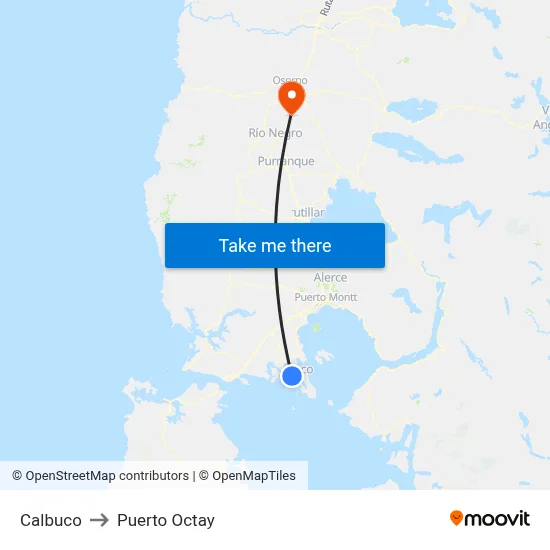 Calbuco to Puerto Octay map