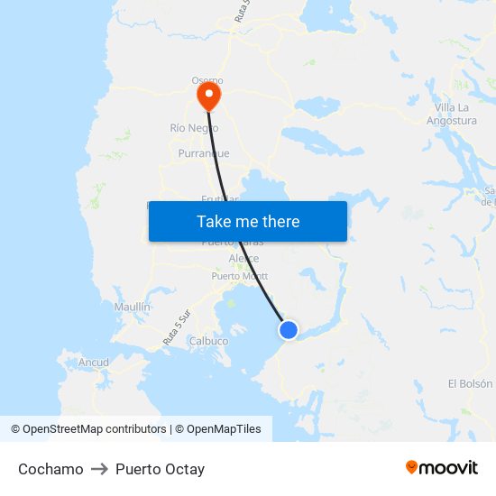 Cochamo to Puerto Octay map