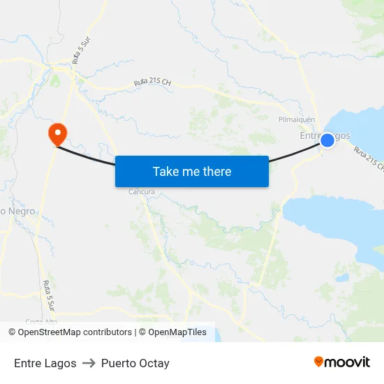 Entre Lagos to Puerto Octay map