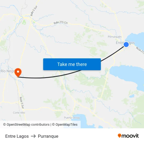 Entre Lagos to Purranque map