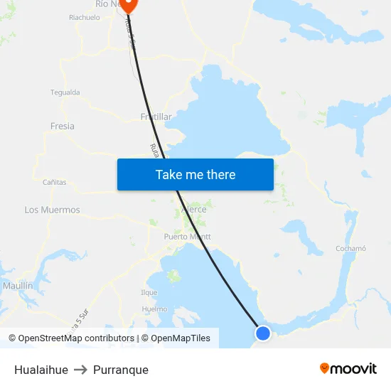 Hualaihue to Purranque map